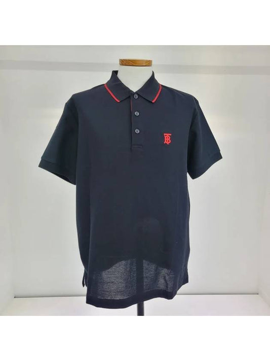 Icon Stripe Placket Cotton Pique Polo Shirt Black - BURBERRY - BALAAN 2