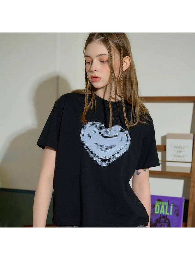 Rough Heart Crop Short Sleeve T-Shirt Black - CPGN STUDIO - BALAAN 2