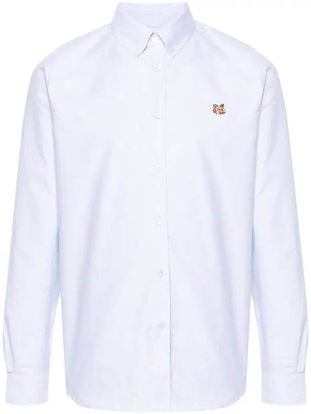 Fox Head Embroidery Long Sleeve Shirt Blue - MAISON KITSUNE - BALAAN 2