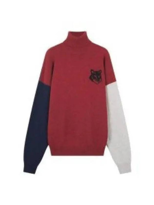 Fox Head Intarsia Comfort High Neck Knit Top Colo Burnt Red Grey Melange - MAISON KITSUNE - BALAAN 2