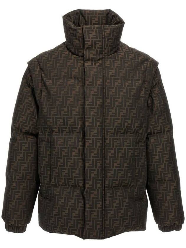 Fendi Ff Jacquard Nylon Puffer Jacket Clothing - FENDI - BALAAN 1