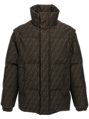 Fendi Ff Jacquard Nylon Puffer Jacket Clothing - FENDI - BALAAN 1