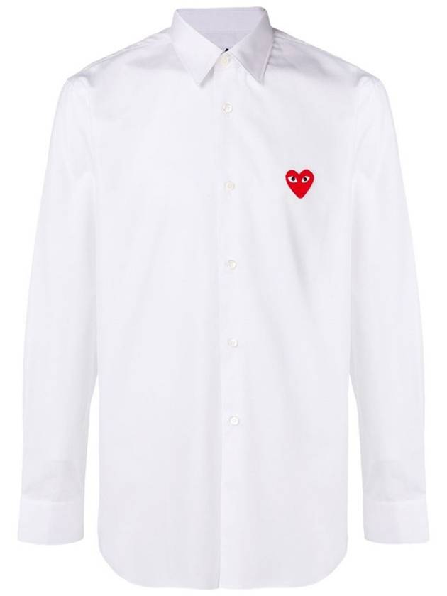 Men's Red Heart Long Sleeve Shirt White - COMME DES GARCONS - BALAAN 2