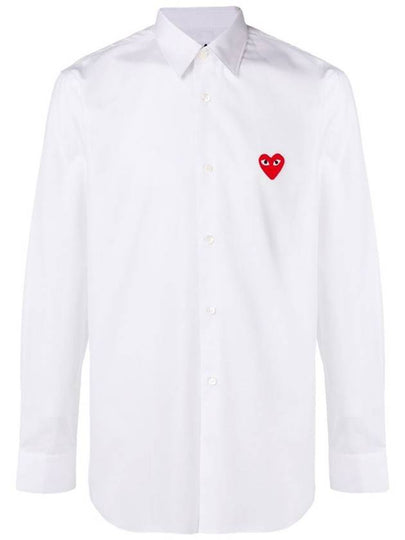 Men's Red Heart Long Sleeve Shirt White - COMME DES GARCONS - BALAAN 2