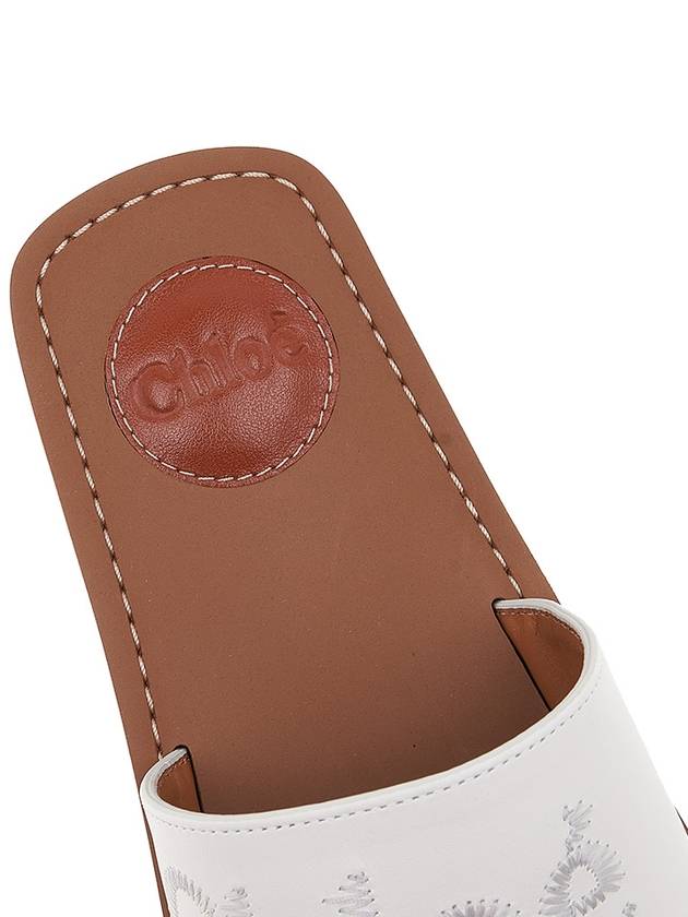 Woody Logo Leather Flat Slippers White - CHLOE - BALAAN 8