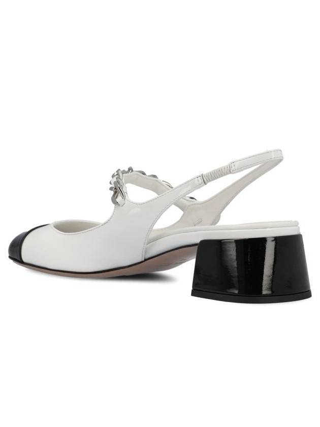 Two Tone Patent Leather Slingback Pumps White - MIU MIU - BALAAN 4