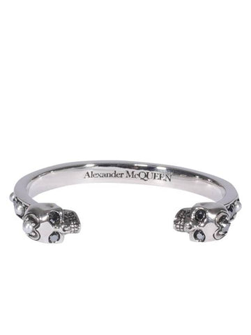 Twin Skull Cuff Bracelet Silver - ALEXANDER MCQUEEN - BALAAN 1