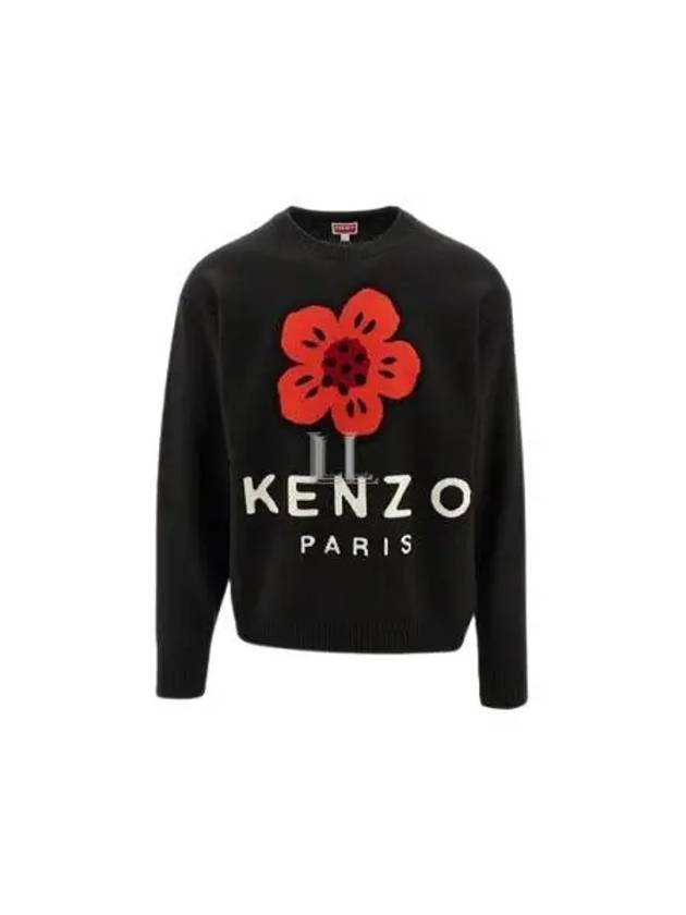 Boke Flower Crew Neck Knit Top Black - KENZO - BALAAN 2