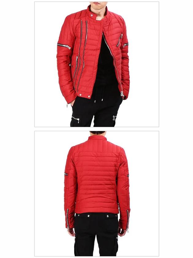 Quilted Biker Jacket Red - BALMAIN - BALAAN 4