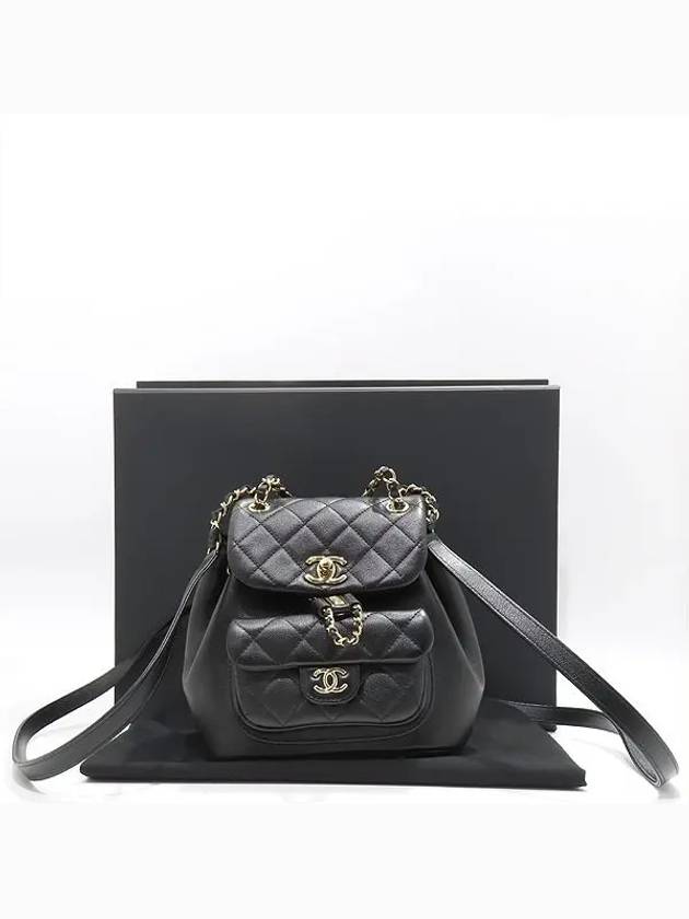 AS2908 Black Calfskin Duma Small Gold Chain Backpack - CHANEL - BALAAN 1