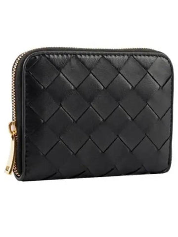 Zipper Intrecciato Card Wallet Black - BOTTEGA VENETA - BALAAN 1