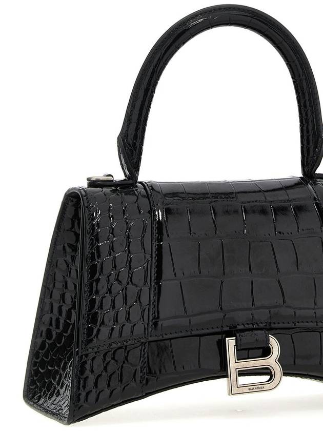 Hour Glass Croco Print Shoulder Bag Black - BALENCIAGA - BALAAN 4