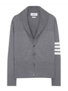 Men's Jersey Stitched Shawl Collar Cardigan Grey - THOM BROWNE - BALAAN 2