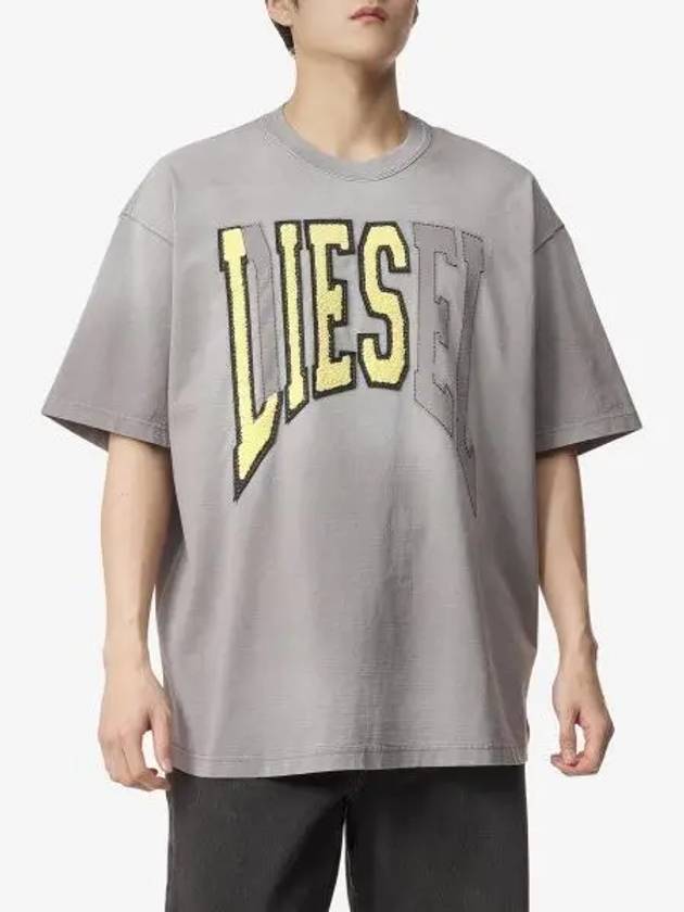 T Wash N Oversized Lies Logo Short Sleeve T-Shirt  Grey - DIESEL - BALAAN 2