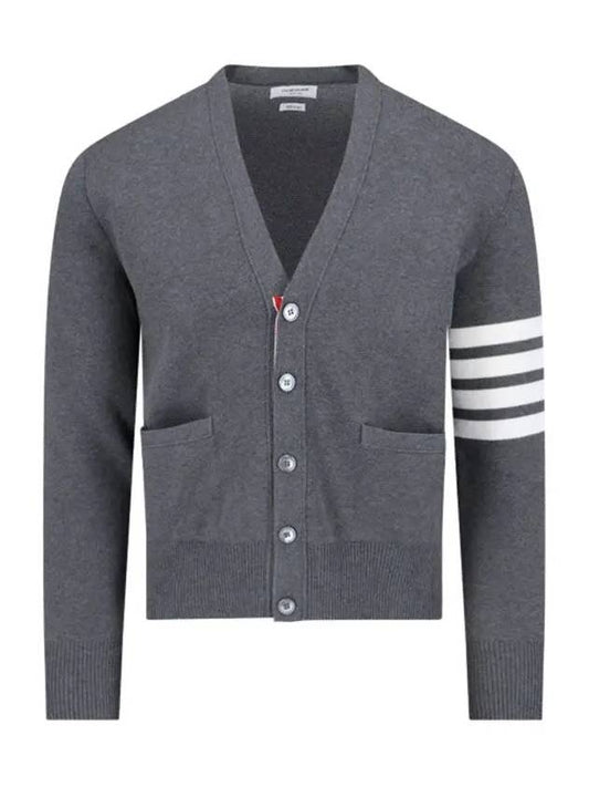 Milano Stitch 4-Bar Cardigan Medium Grey - THOM BROWNE - BALAAN 2