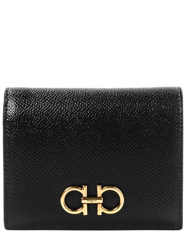 Gancini Compact Half Wallet Black - SALVATORE FERRAGAMO - BALAAN 2