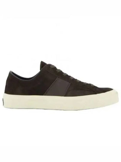 Logo Detail Suede Low Top Sneakers Brown - TOM FORD - BALAAN 2