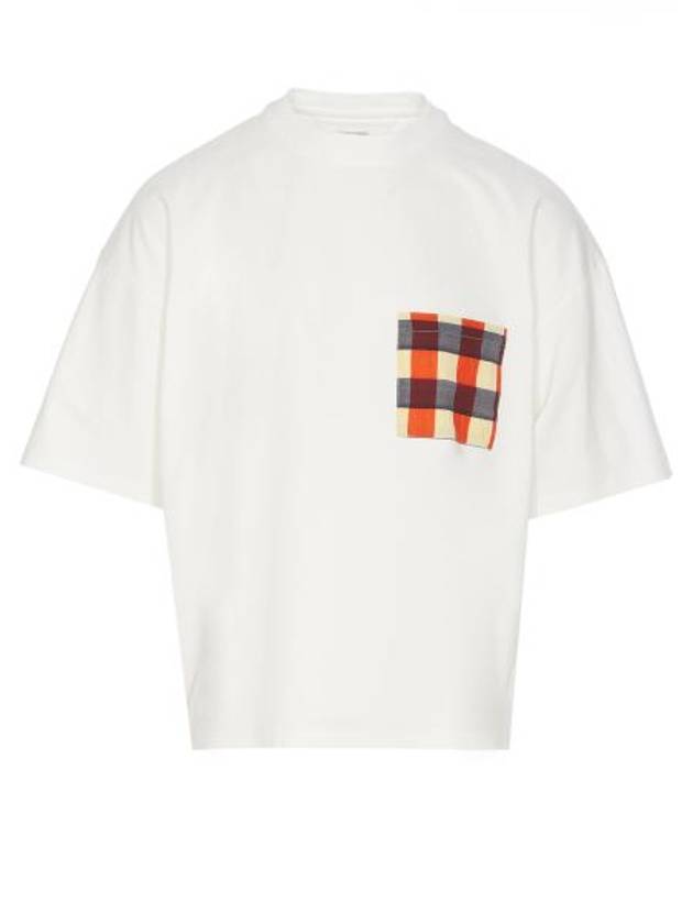 Gingham Pocket Cotton Jersey Short Sleeve T-Shirt Chalk - BOTTEGA VENETA - BALAAN 2