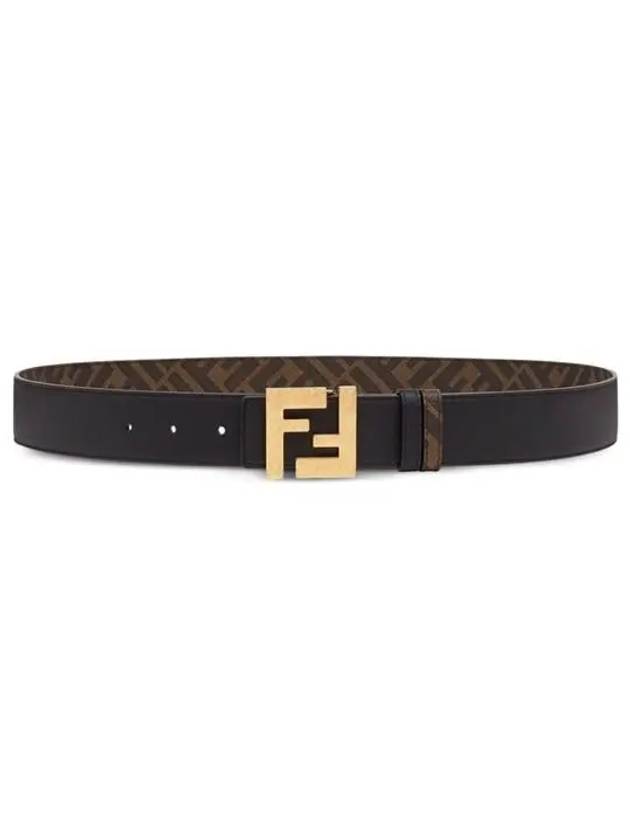 FF Buckle Pattern Reversible Leather Belt Black - FENDI - BALAAN 2