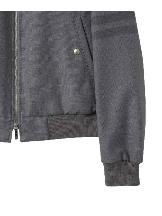 Men's 4 Bar Ribbed Knit Bomber Jacket Grey - THOM BROWNE - BALAAN 5