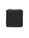 Intrecciato Zipper Around Half Wallet Black - BOTTEGA VENETA - BALAAN 1