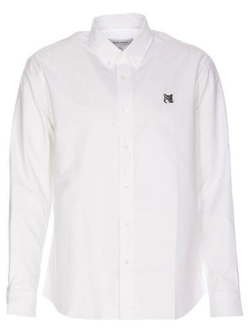 Fox Head Patch Button Down Long Sleeve Shirt White - MAISON KITSUNE - BALAAN 1