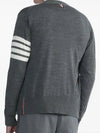 Men's Sustainable Classic Diagonal Wool Cardigan Medium Grey - THOM BROWNE - BALAAN 5