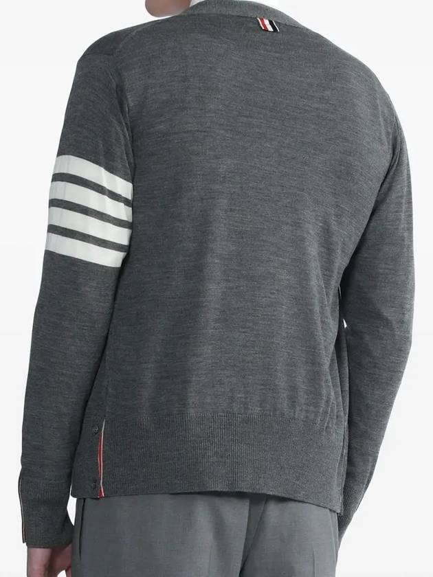 Men's Sustainable Classic Diagonal Wool Cardigan Medium Grey - THOM BROWNE - BALAAN 5