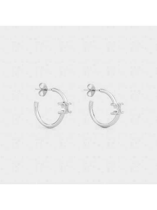 Triomphe Asymmetric Hoops Earrings Rhodium Finish Silver - CELINE - BALAAN 1