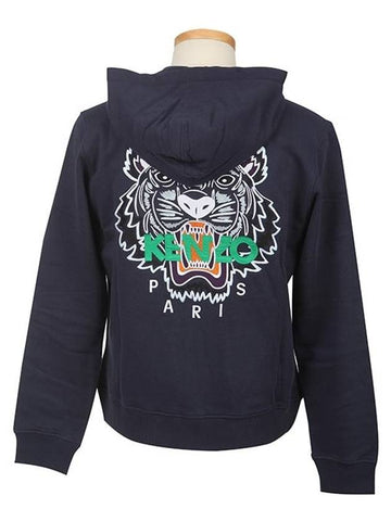 5BL721 4XA 78 Tiger embroidery zipper navy hood zip up - KENZO - BALAAN 1