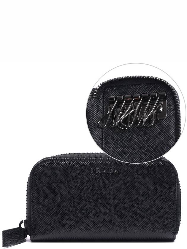 Saffiano Metal Logo Zipper Key Case Black - PRADA - BALAAN 3