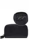 Logo Zip Around Leather Key Holder Black - PRADA - BALAAN 2