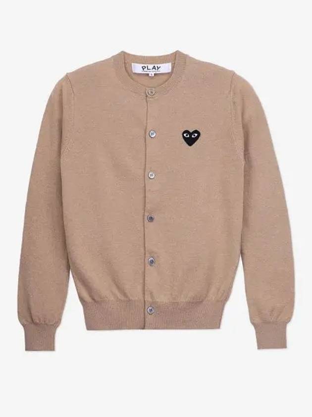 Black Heart Wappen Wool Round Neck Cardigan Beige - COMME DES GARCONS PLAY - BALAAN 2