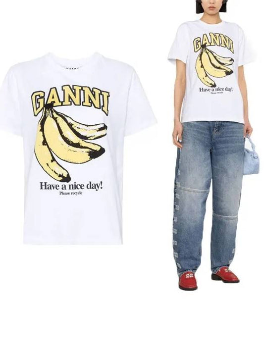 Banana graphic relaxed fit women's short sleeve t-shirt T3861 - GANNI - BALAAN 1