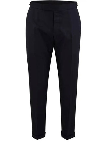 Low Rise Side Tab Wool Slacks Navy - THOM BROWNE - BALAAN 1