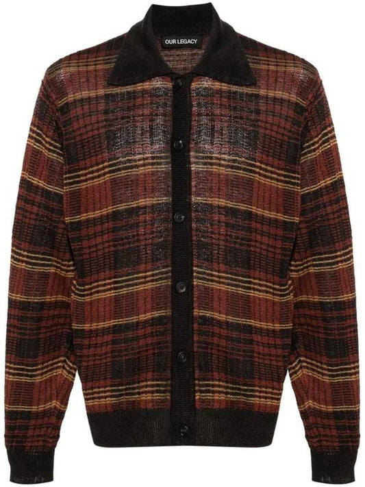 Evening Polo Geezer Check Knit Hemp Cardigan Rust - OUR LEGACY - BALAAN 1