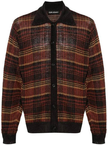 Evening Polo Geezer Check Knit Hemp Cardigan Rust - OUR LEGACY - BALAAN 1