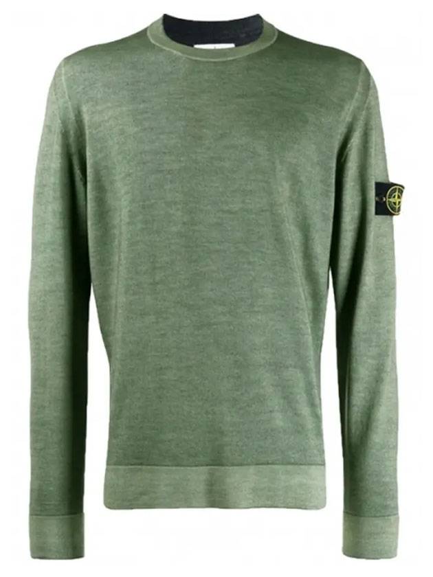 Wappen Patch Round Wool Knit Top Green - STONE ISLAND - BALAAN 1