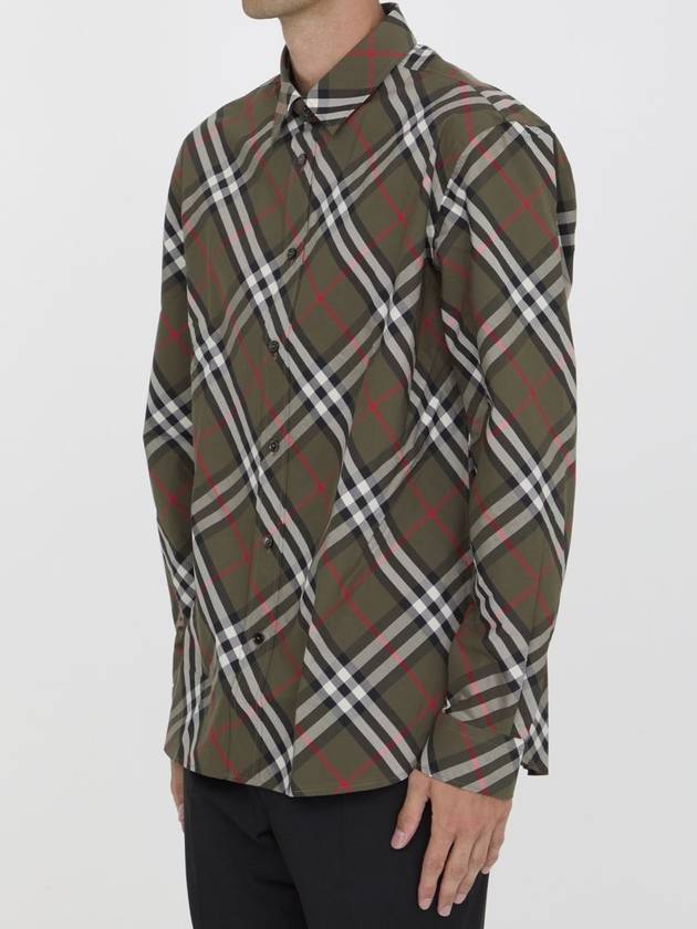 Check Cotton Long Sleeve Shirt Green - BURBERRY - BALAAN 3