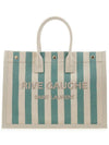 Rive Gauche Striped Logo Canvas Tote Bag Water Green - SAINT LAURENT - BALAAN 2