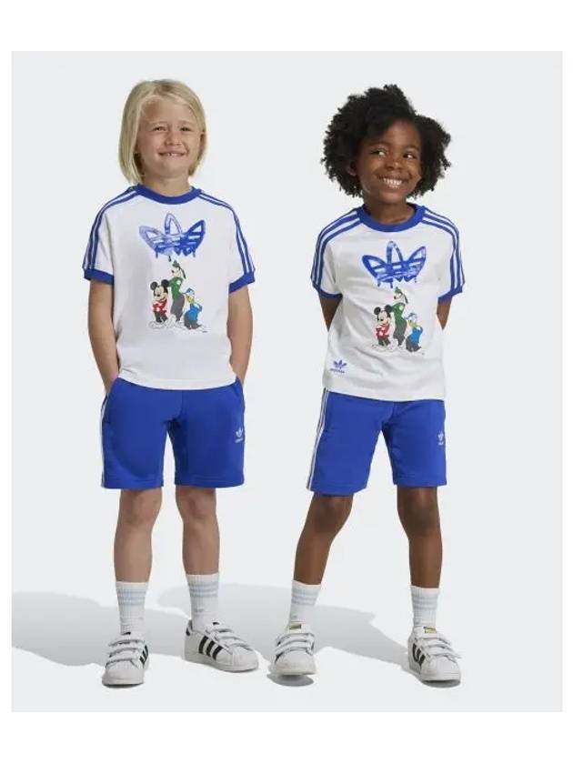 adidas KIDS Disney Mickey Mouse Short Pants Tee Set White Blue IX6425 - ADIDAS - BALAAN 1