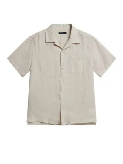 Elio Linen Melange Short Sleeve Shirt Safari Beige - J.LINDEBERG - BALAAN 2