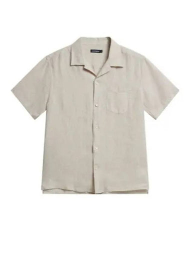 Elio Linen Melange Short Sleeve Shirt Safari Beige - J.LINDEBERG - BALAAN 1