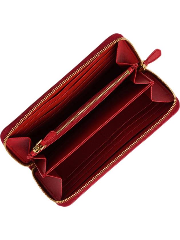 Saffiano zipper long wallet red - PRADA - BALAAN 3