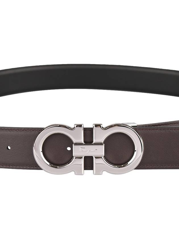 Reversible Gancini Leather Belt Black - SALVATORE FERRAGAMO - BALAAN 9