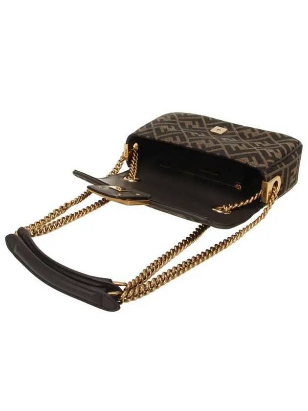 Baguette Chain FF Jacquard Medium Cross Bag Brown - FENDI - BALAAN 5