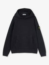 Old Effect Cotton Diagonal Fleece Hoodie Black - STONE ISLAND - BALAAN 2