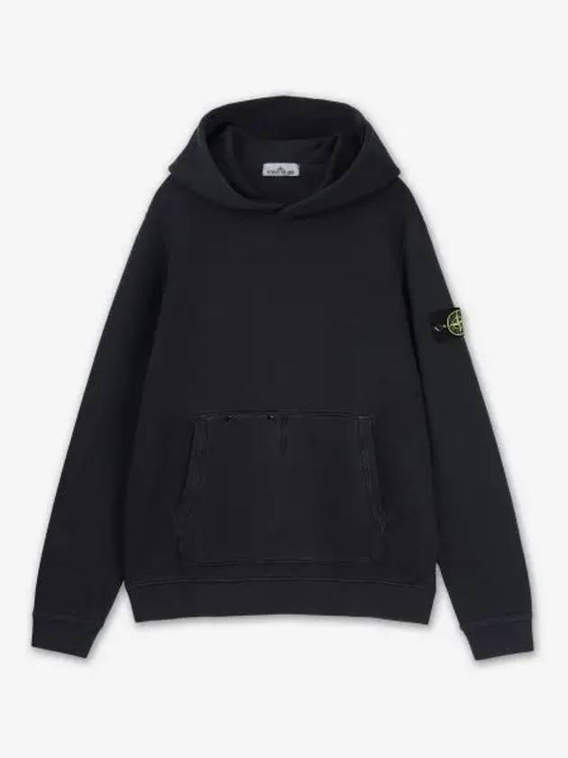 Old Effect Cotton Diagonal Fleece Hoodie Black - STONE ISLAND - BALAAN 2