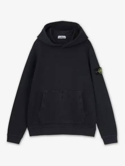 Old Effect Cotton Diagonal Fleece Hoodie Black - STONE ISLAND - BALAAN 2