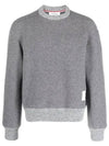 Logo Patch Striped Wool Fleece Crewneck Knit Top Grey - THOM BROWNE - BALAAN 2